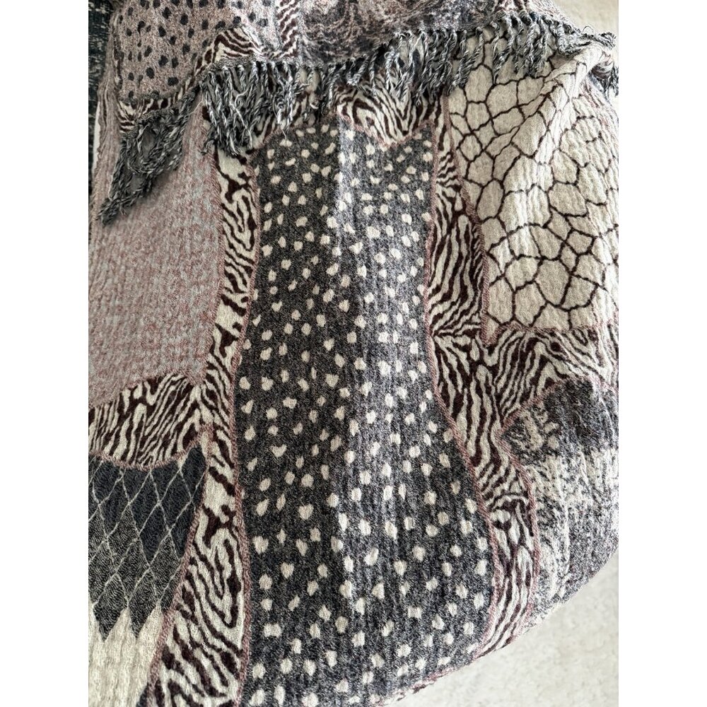 Reversible Boho Patchwork Animal Print Scarf 2m L… - image 3